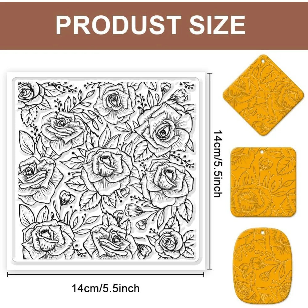 Rose Silicone Texture Sheet for Polymer Clay Earrings & Jewelry