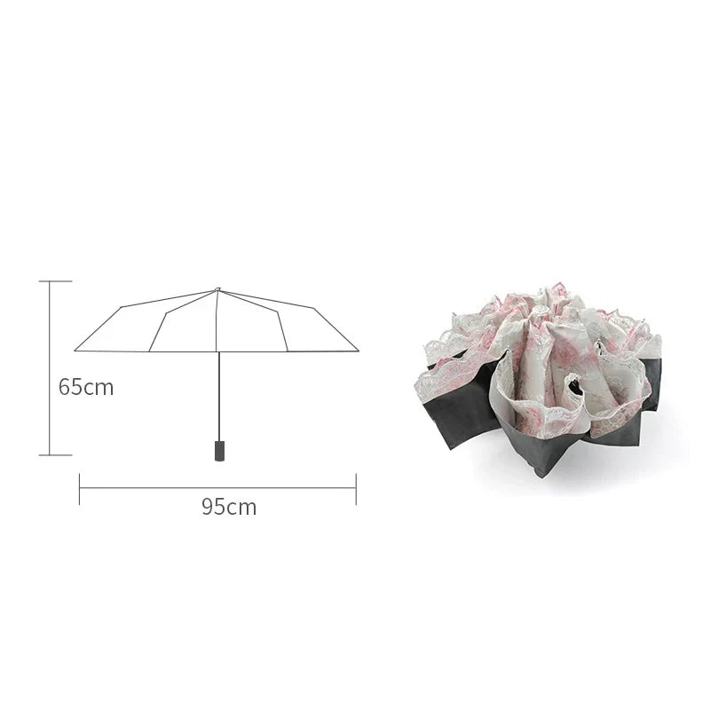 Double-Layer Lace Folding Princess Sun Umbrella | UV Block