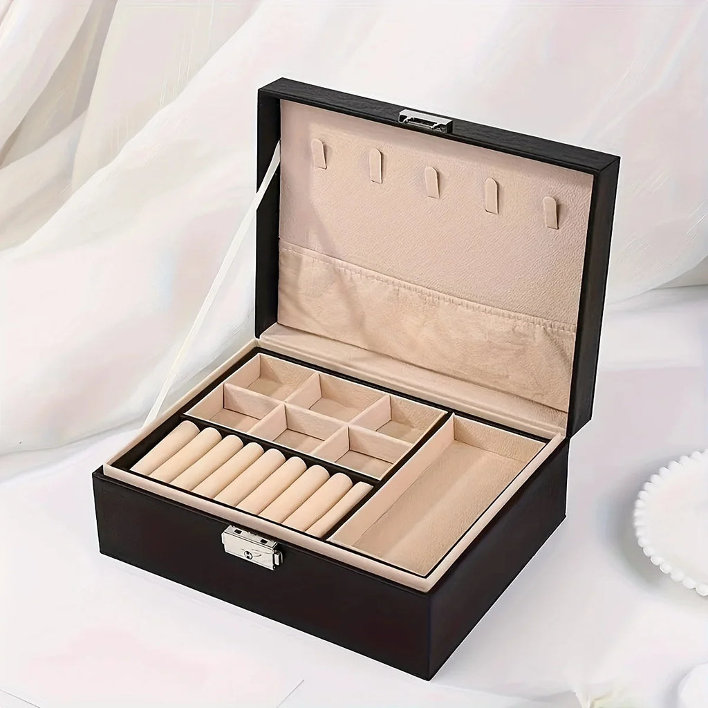 Simple Double-layer Jewelry Storage Box Ring Necklace Lock Decoration
