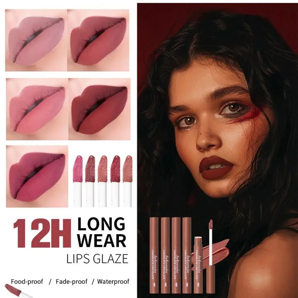 Lakerain Velvet Matte Lip Glaze Set – Waterproof, 5-Piece
