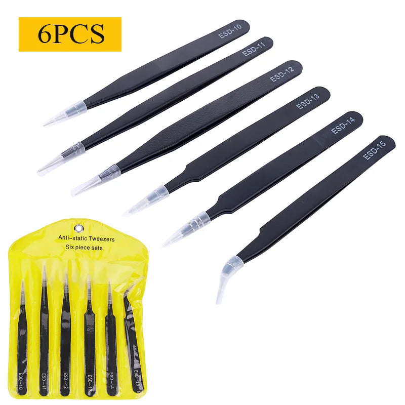 6-Piece ESD Anti-Static Precision Tweezers Set | Electronics