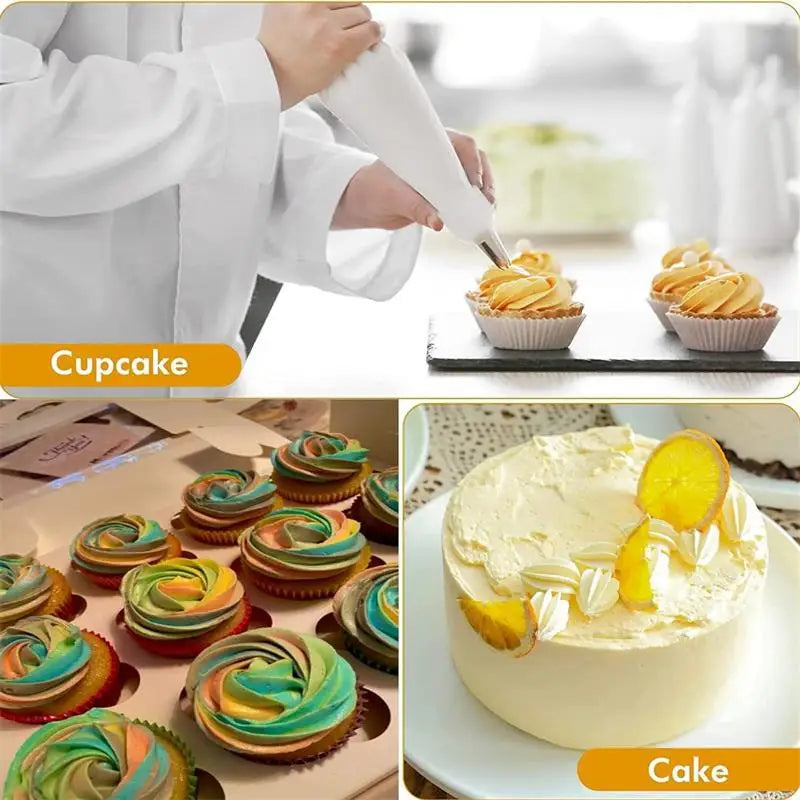 Cake Decorating Set – Silicone Piping Bags & Steel Nozzles