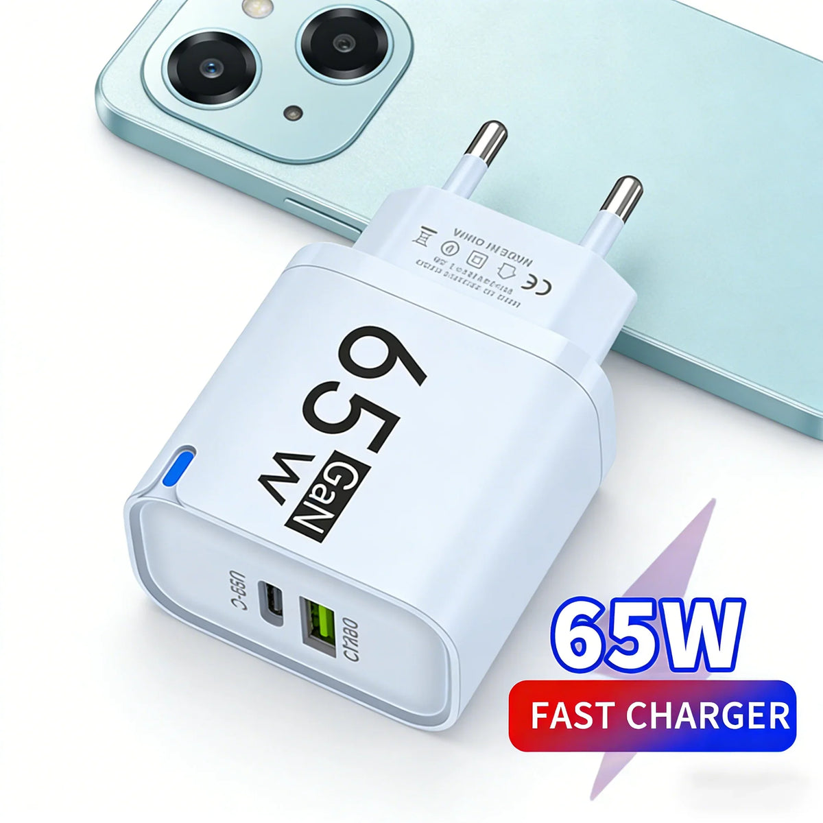 65W GaN USB-C Fast Charger PD QC3.0 | iPhone & Android