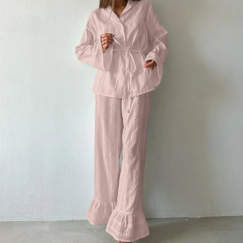 Women's 2-Piece Cotton Pajama Set – Long Sleeve Winter Sleepwear
