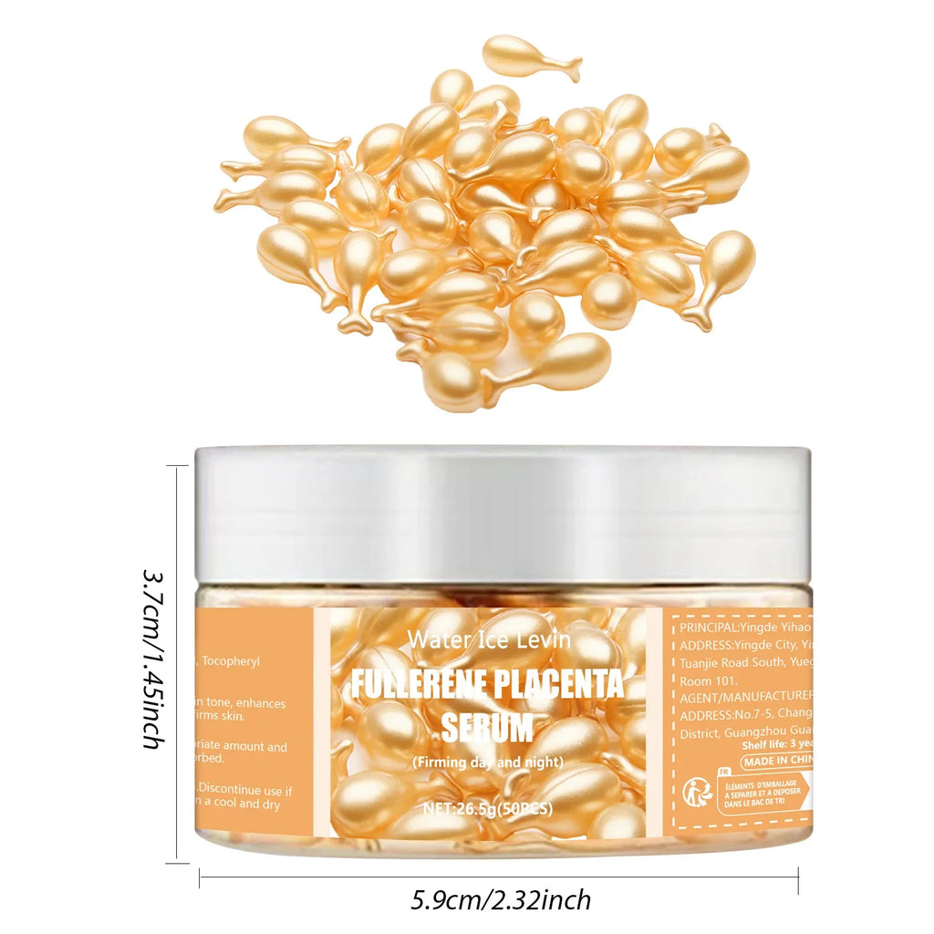 Fullerene Collagen Essence Capsules | Hyaluronic Acid Face Serum 50ct
