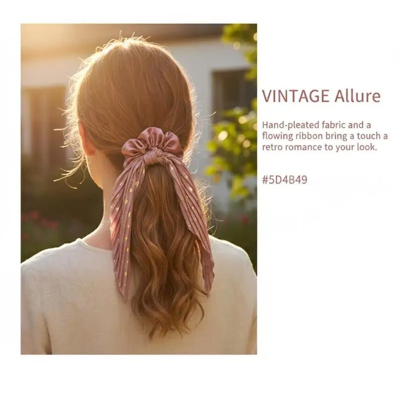Handmade Retro Ribbon Scrunchie – Women's Crease Hair Tie