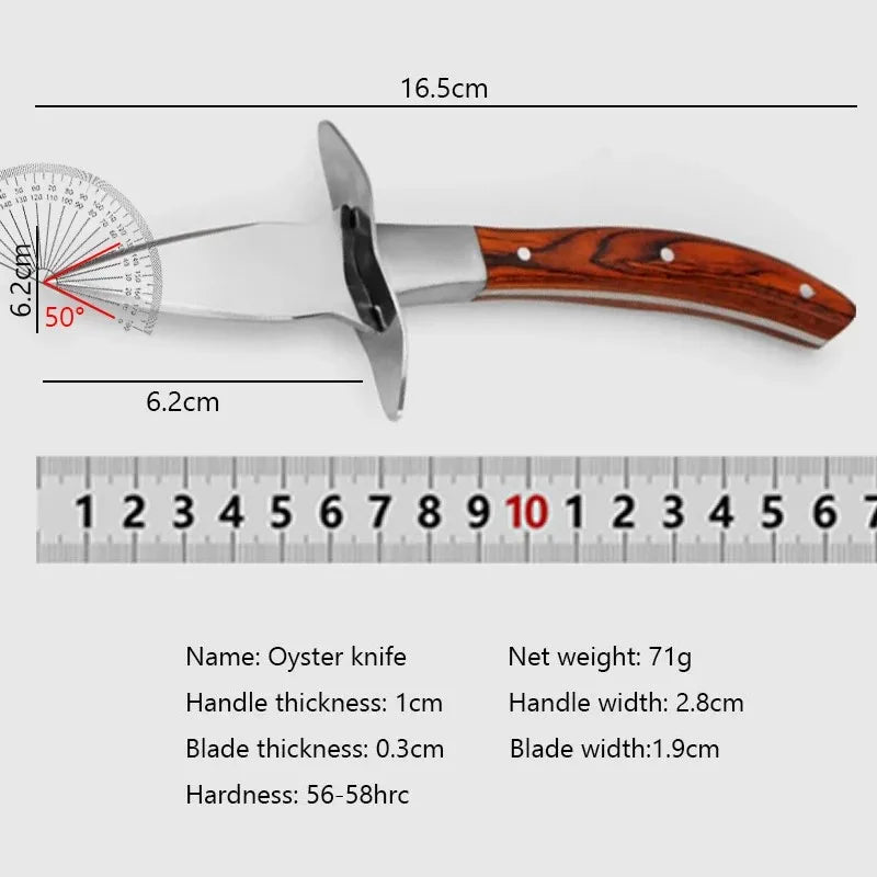 Oyster Shucking Knife – Wood Handle & Stainless Steel Seafood Tool