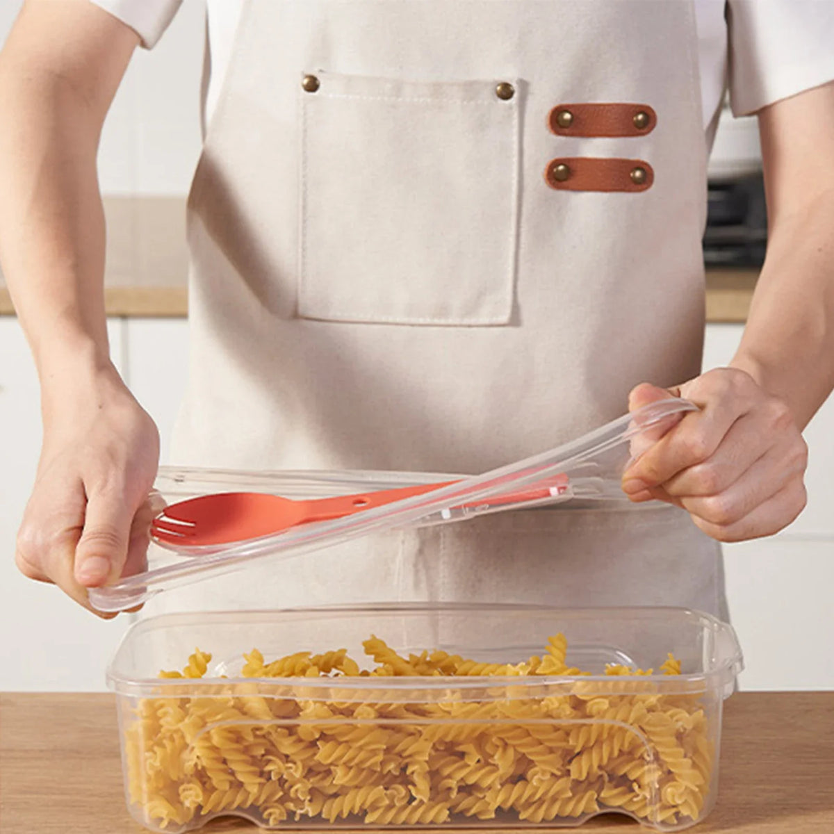 44oz Microwavable Spaghetti Cooking Box with Lid & Drainer