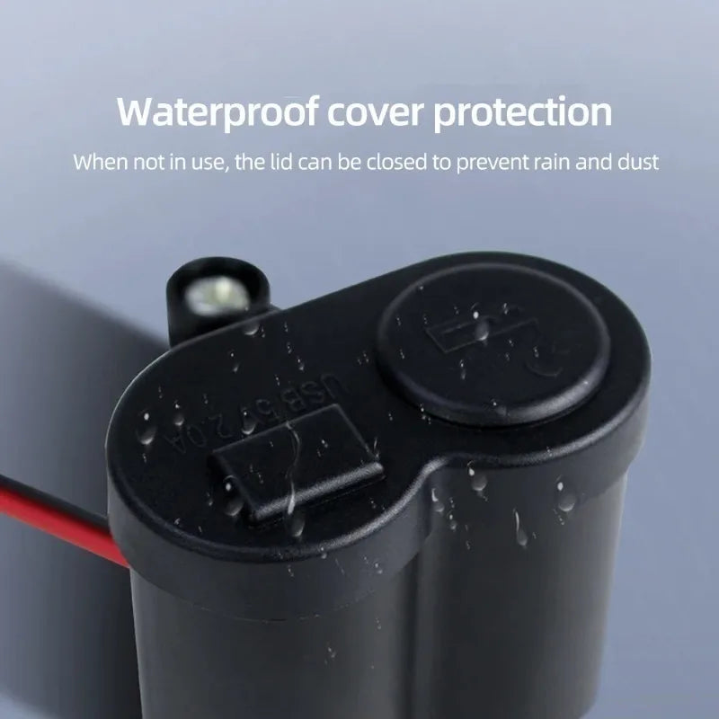 Waterproof Motorcycle USB Charger 12V 2A with Switch & Socket