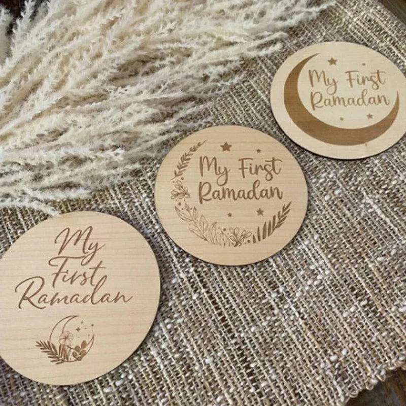 Islamic Baby Milestone Wooden Signs | Eid & Ramadan Gift Set 3pcs