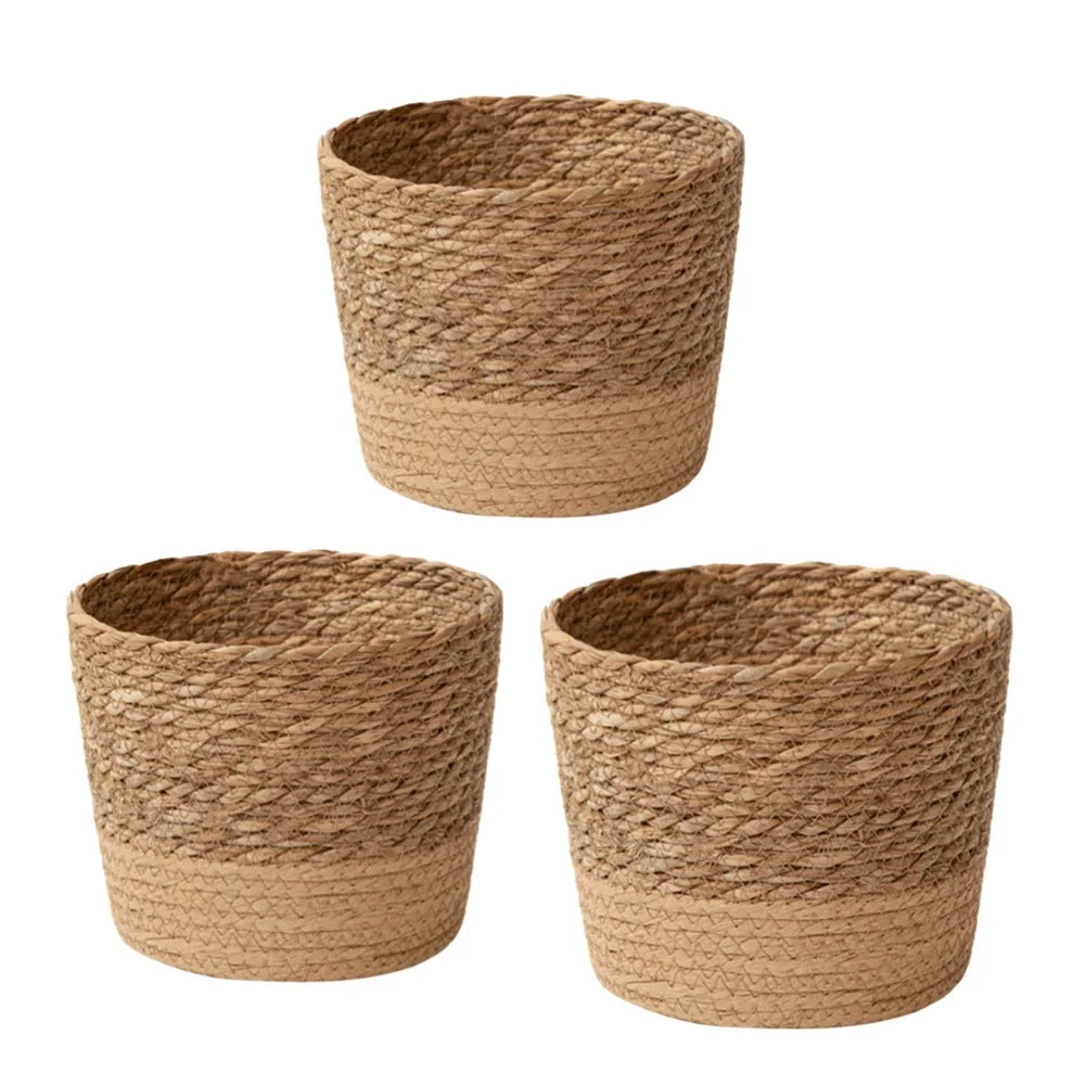 Handwoven Straw Plant Basket with Leak-Proof Liner | 3 Sizes