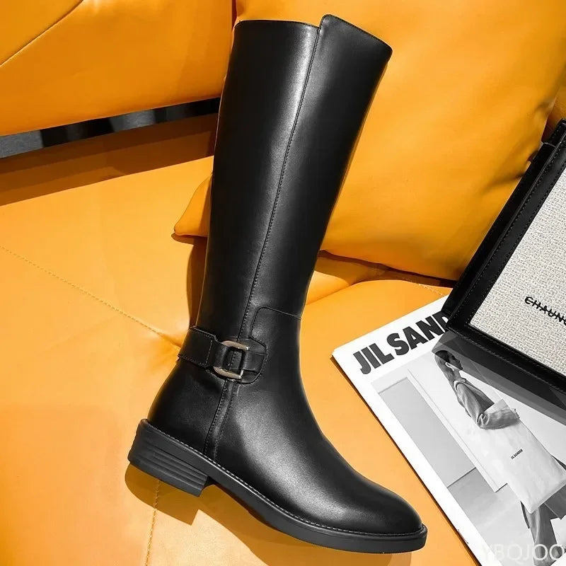 Women's Block Heel Side Zipper Boots – Sizes 5–14 | PU Upper