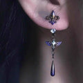 Purple Iris Drop Earrings – Minimalist Floral Studs for Women