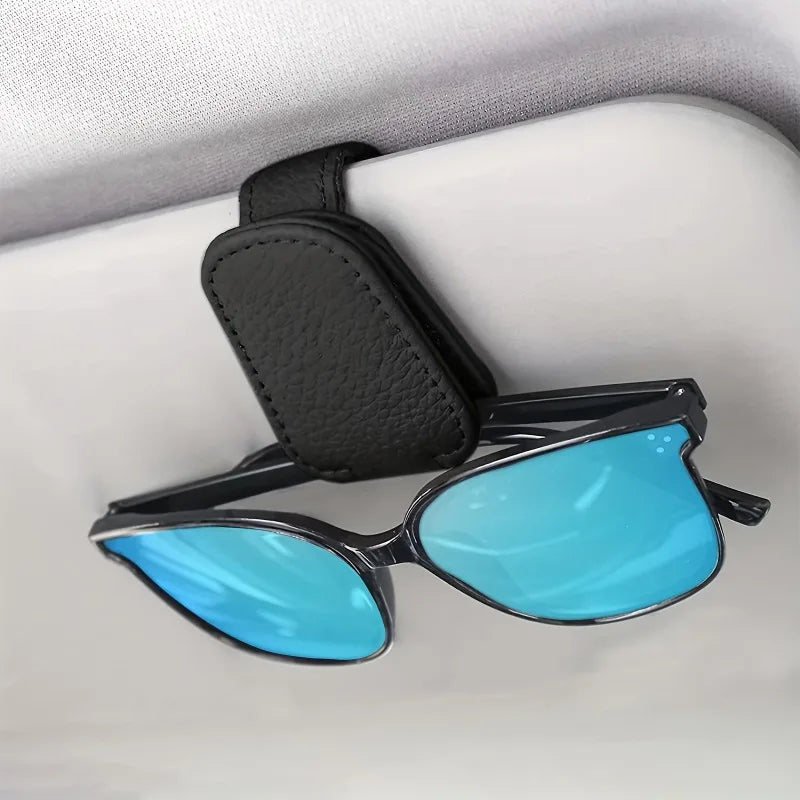 2-Pack Magnetic PU Leather Car Visor Glasses Holder Clip