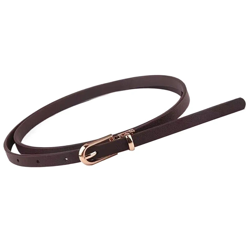 Fashion Black White Gray Women Belts Thin Skinny Waistband Pin Buckle