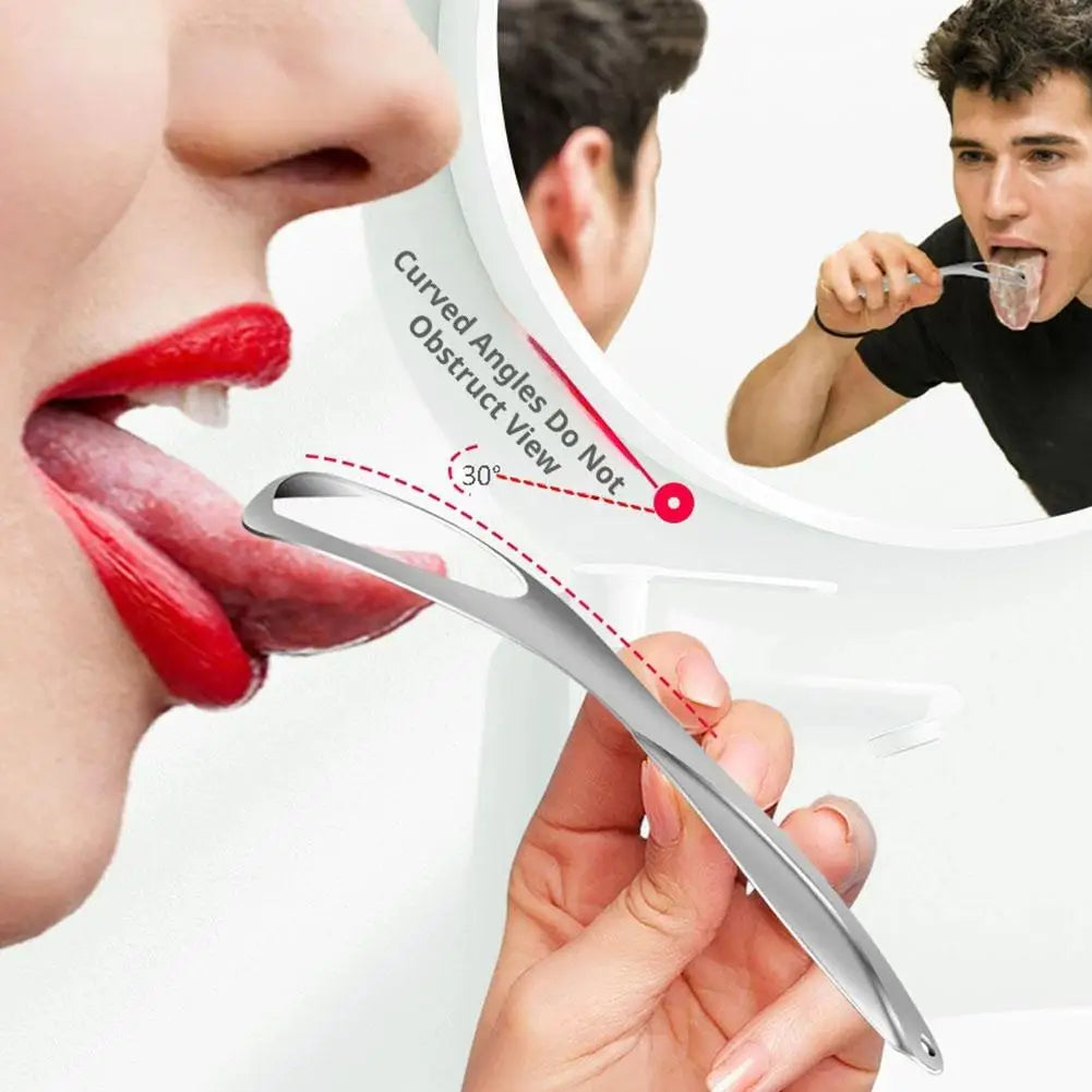 Stainless Steel Tongue Scraper Fan-shaped Cleaner Fresh Breath Oral