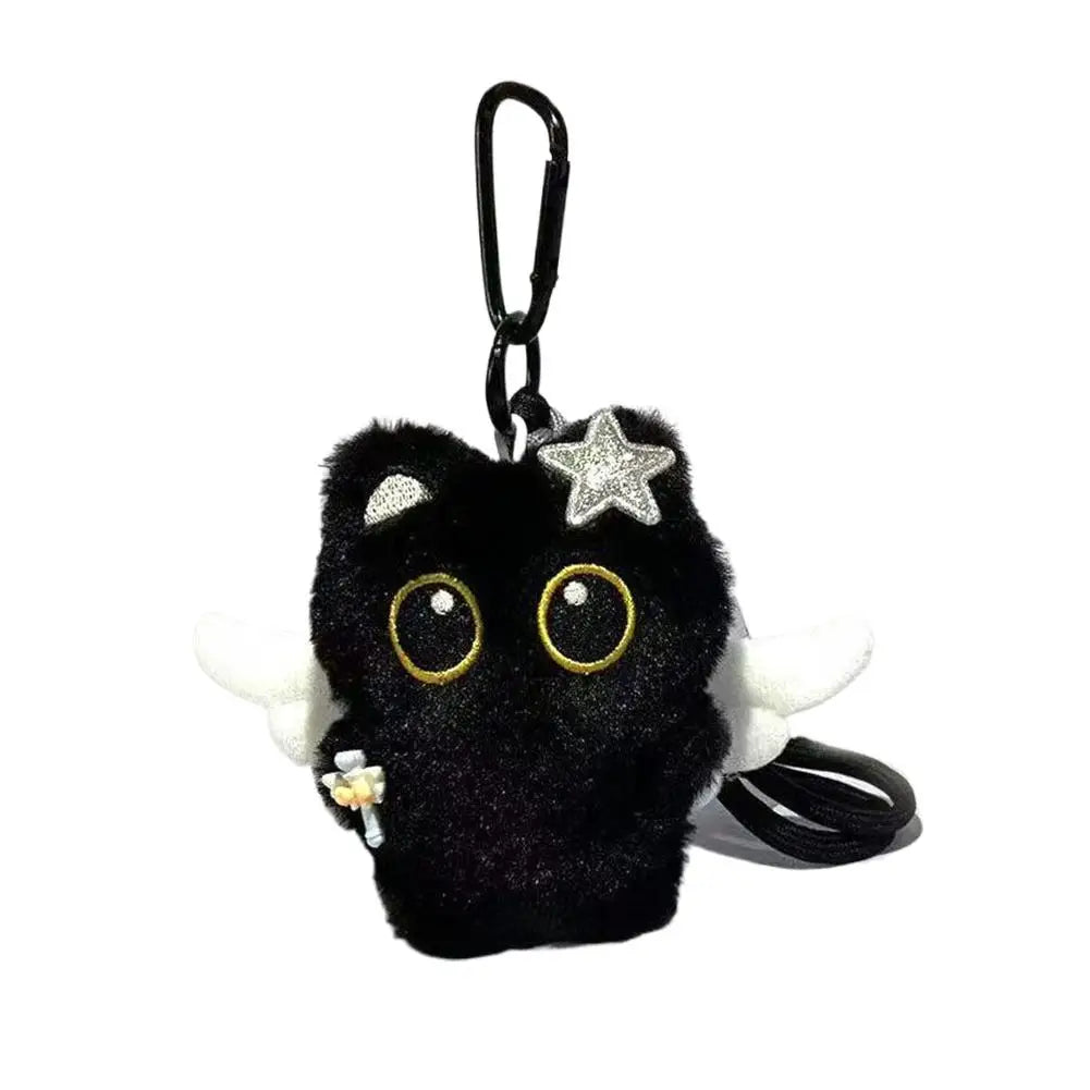 Plush Black Cat Keychain – Cute Bag Charm & Car Keyring Gift