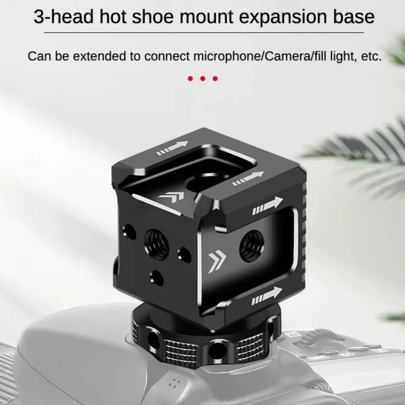 Triple Cold Shoe Mount Adapter for DSLR Camera Cage Rig