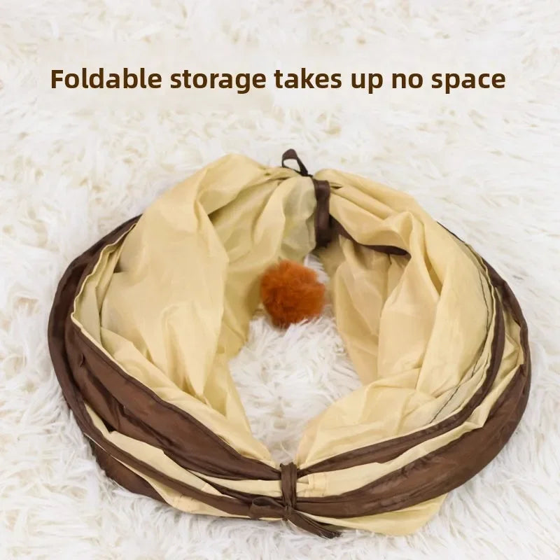 Foldable Cat Play Tunnel | Striped Interactive Kitten Toy