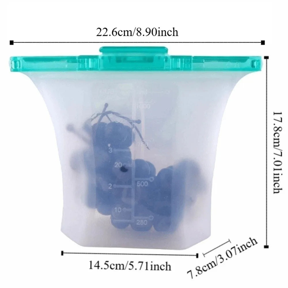 1000ml Reusable Silicone Food Storage Bag – Leakproof Seal