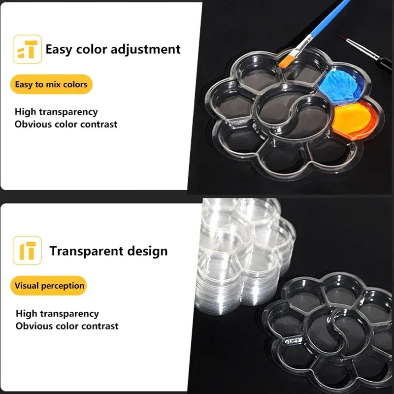 10-Pack Paint Palettes – Watercolor & Oil Color Mixing Trays