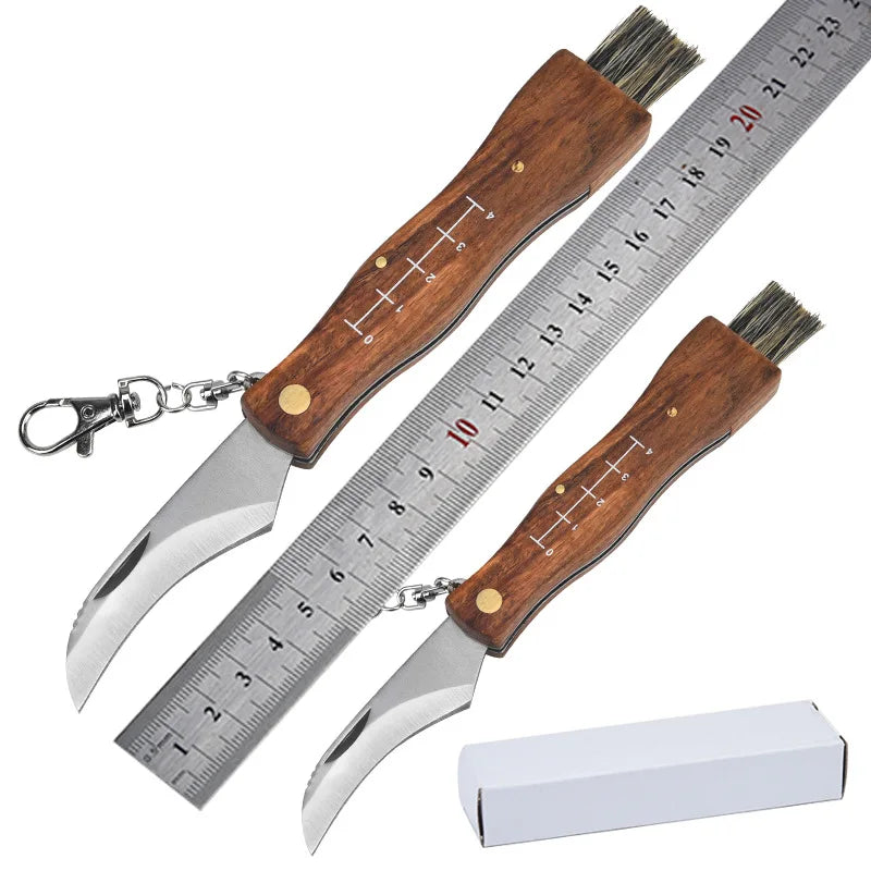 Mini Folding Mushroom Knife – Stainless Steel & Rosewood Handle