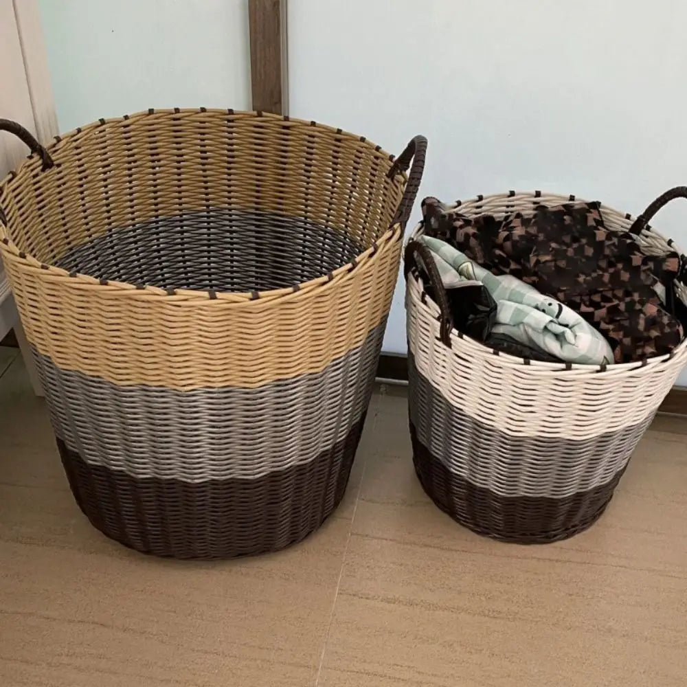 Foldable Rattan-Style Laundry Basket | Wicker Storage Basket