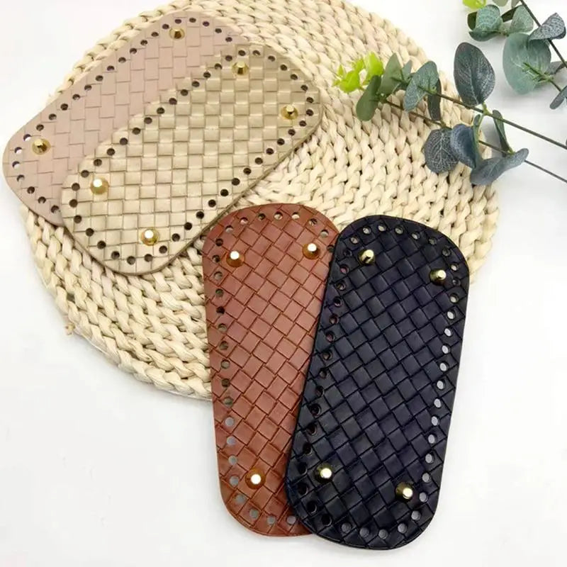 Woven Leather Bag Base 18x8cm | DIY Crochet Purse Bottom