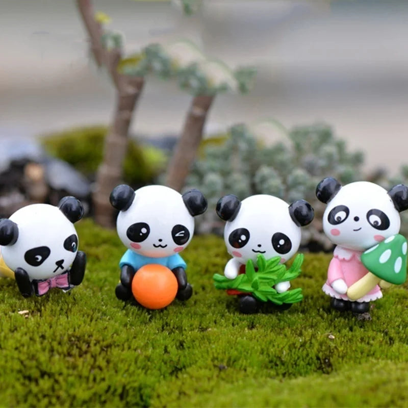 4-Pack Mini Panda Figurines – Fairy Garden & Terrarium Décor