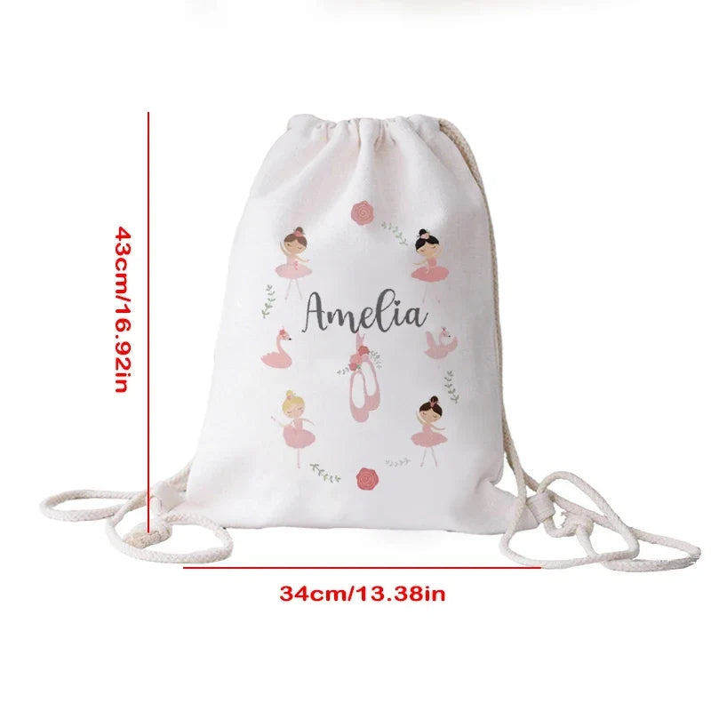 Personalized Ballet Drawstring Backpack | Custom Gift Bag for Girls