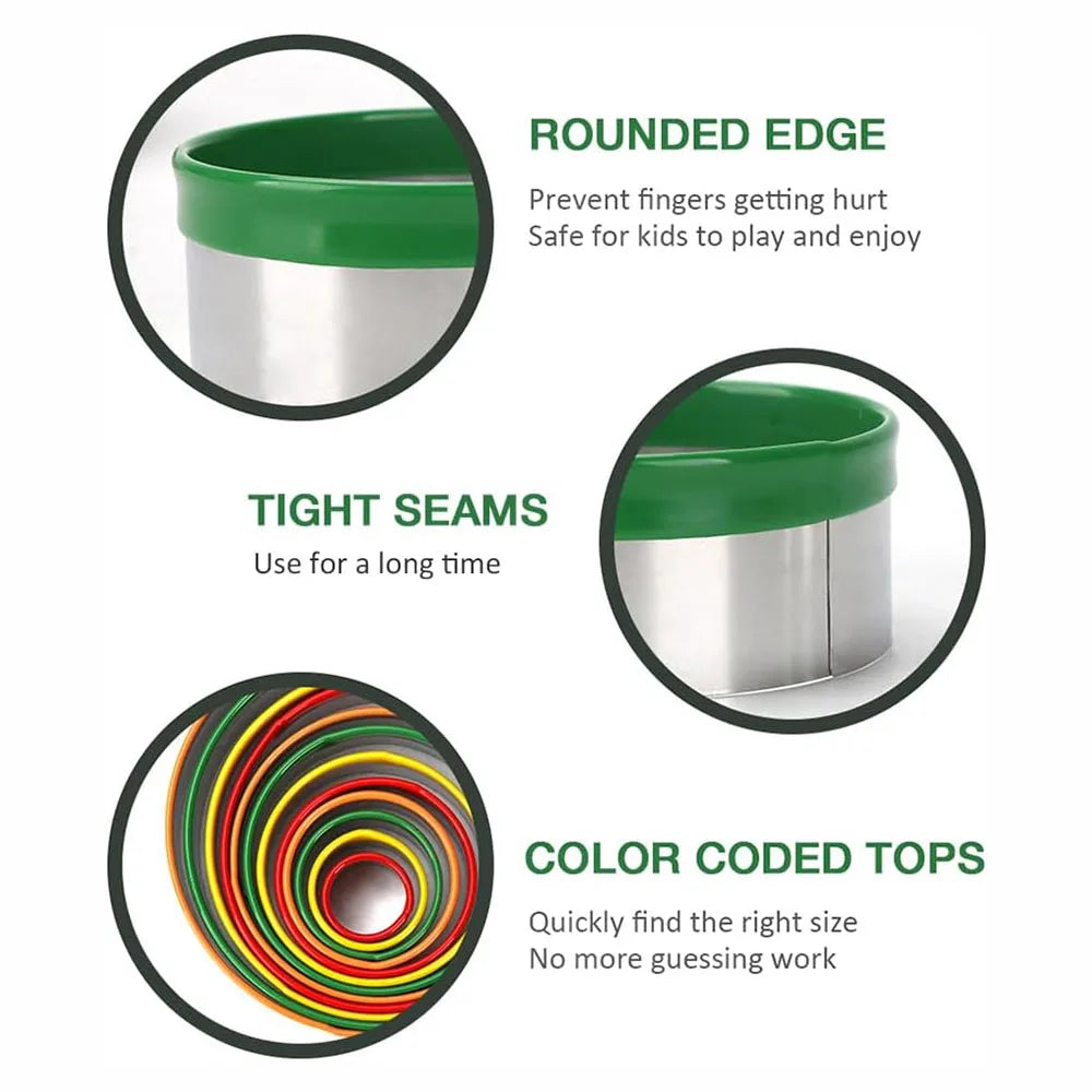 12-Piece Round Cookie Cutter Set | Stainless Steel Pastry Rings