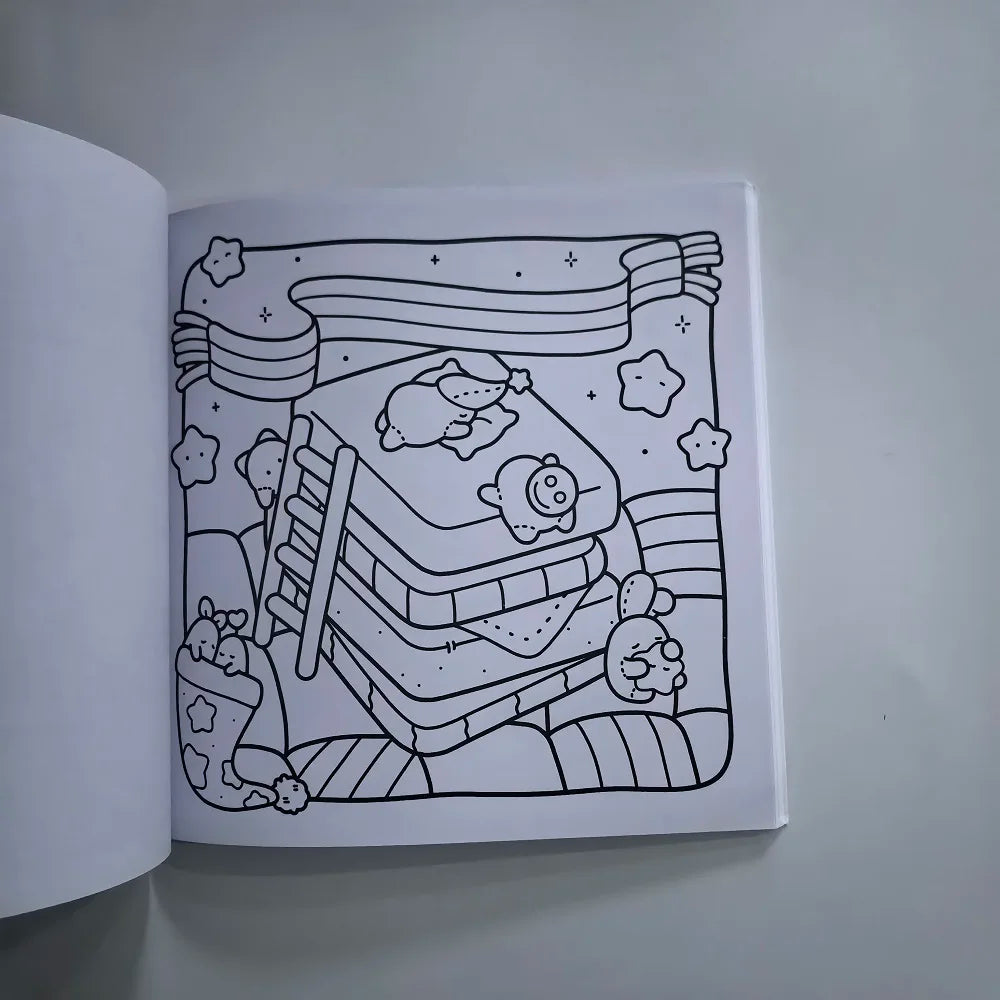 Dreamy Friends Cute Easy Coloring Book Adults Stress Relief Drawing