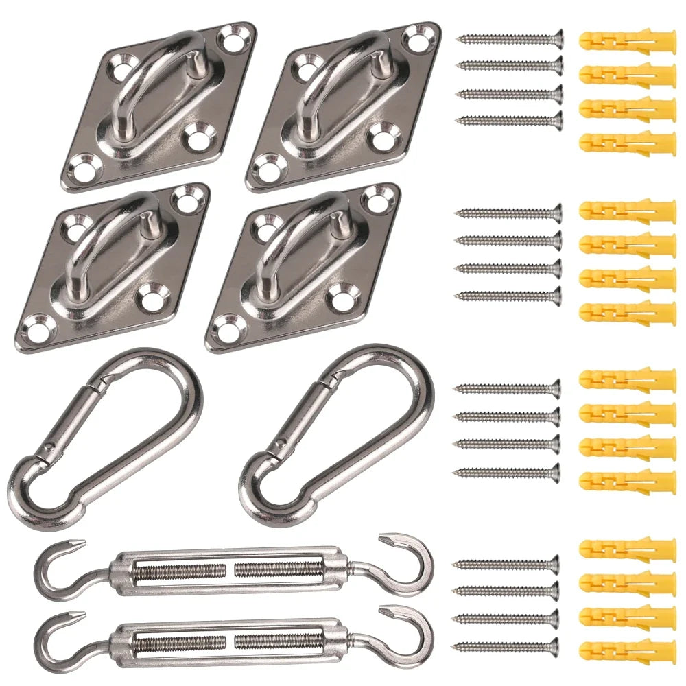 Sun Shade Sail Hardware Kit 24 Pcs – 304 Stainless Steel