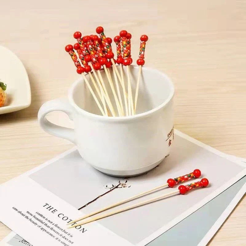Party Banquet Celebration Festival Fruit Fork Disposable Bamboo