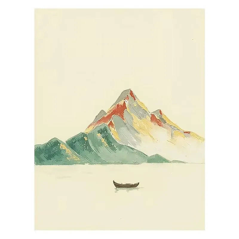 Abstract Gold Mountains Hand-Painted Oil Painting on Canvas