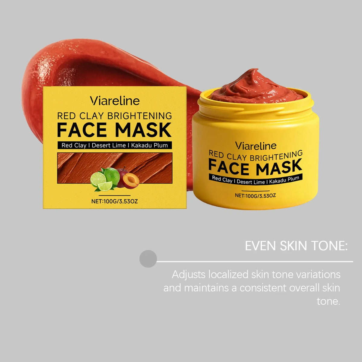 Viareline Red Clay Mask – Pores, Dark Spots & Brightening