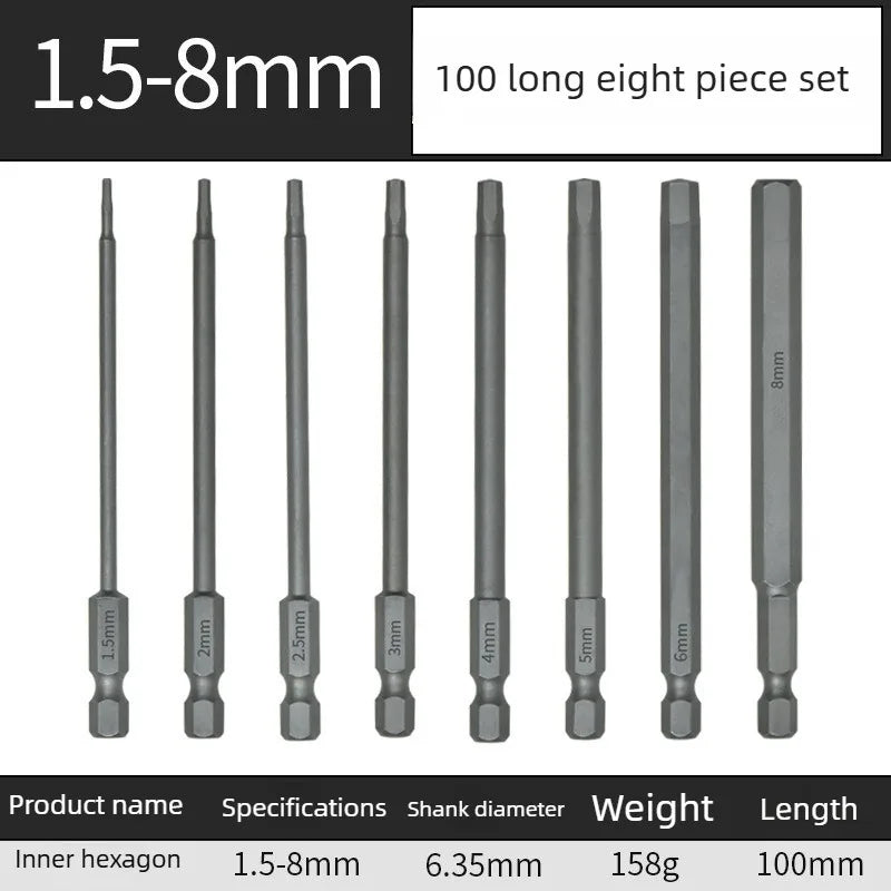 100mm Metric Hex Allen Drill Bits Set – Hexagonal Screwdriver