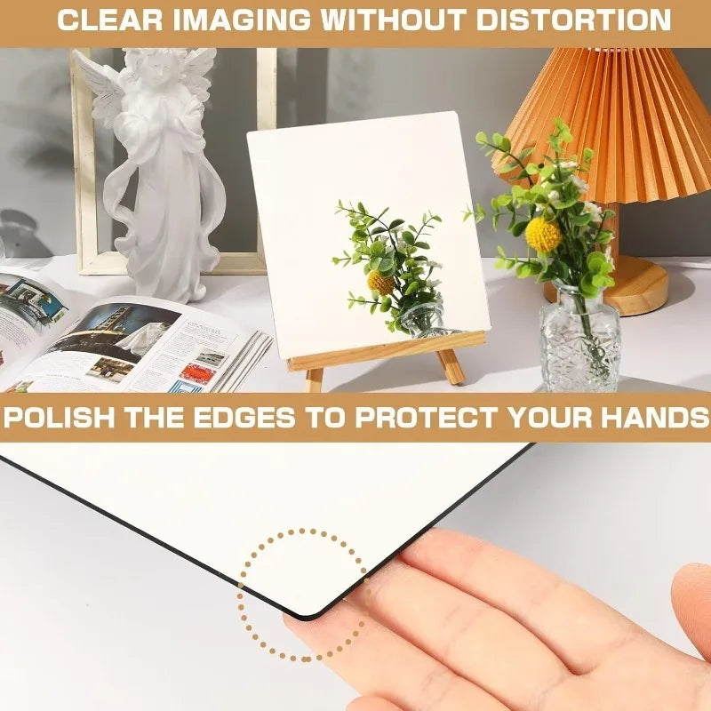 4-Pack Self-Adhesive Acrylic Mirror Tiles 8x8" Wall Decor