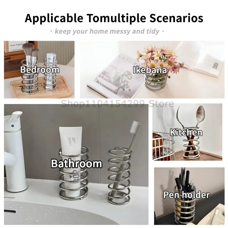 Stainless Steel Toothbrush & Brush Holder Bathroom Organizer