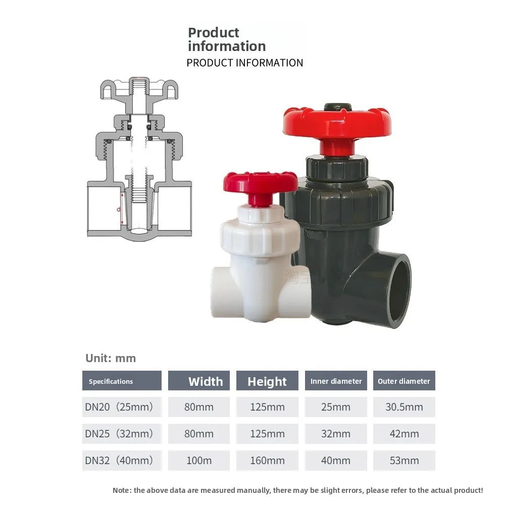 UPVC Gate Valve 20–63mm | Garden Irrigation & Aquarium Flow Control