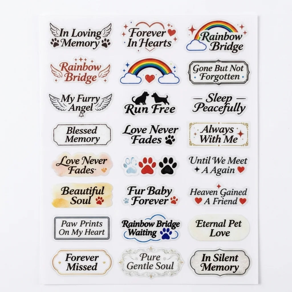 Pet Memorial UV Stickers – Paw Print Waterproof Decals for Urns