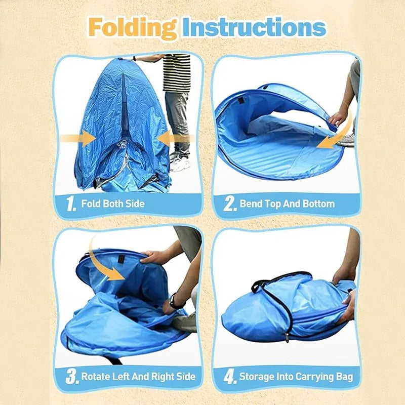 Foldable Beach Shade Tent – Portable Sun Shelter for 3–4
