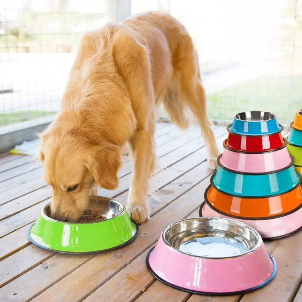 Stainless Cat Bowls Pet Steel Bowl Food Water Dogs Cats Anti-skid