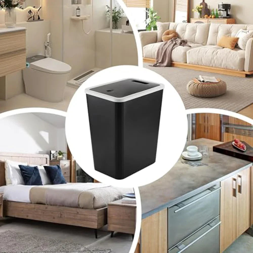 Stylish Household Trash Can Press Lid Bathroom Kitchen Living Room