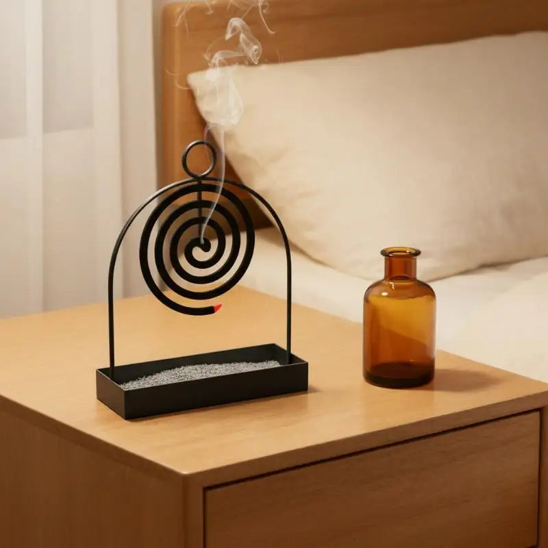 Nordic Spiral Iron Mosquito Coil Holder with Ash Tray