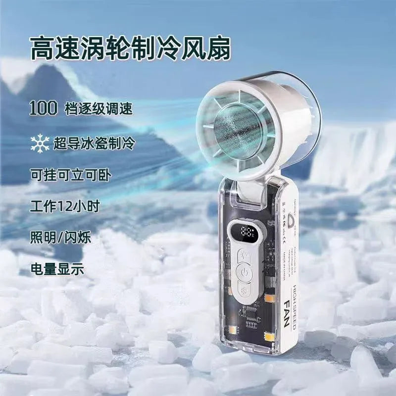 HOMEFISH USB Mini Handheld Cooling Fan | Transparent Mecha Turbine