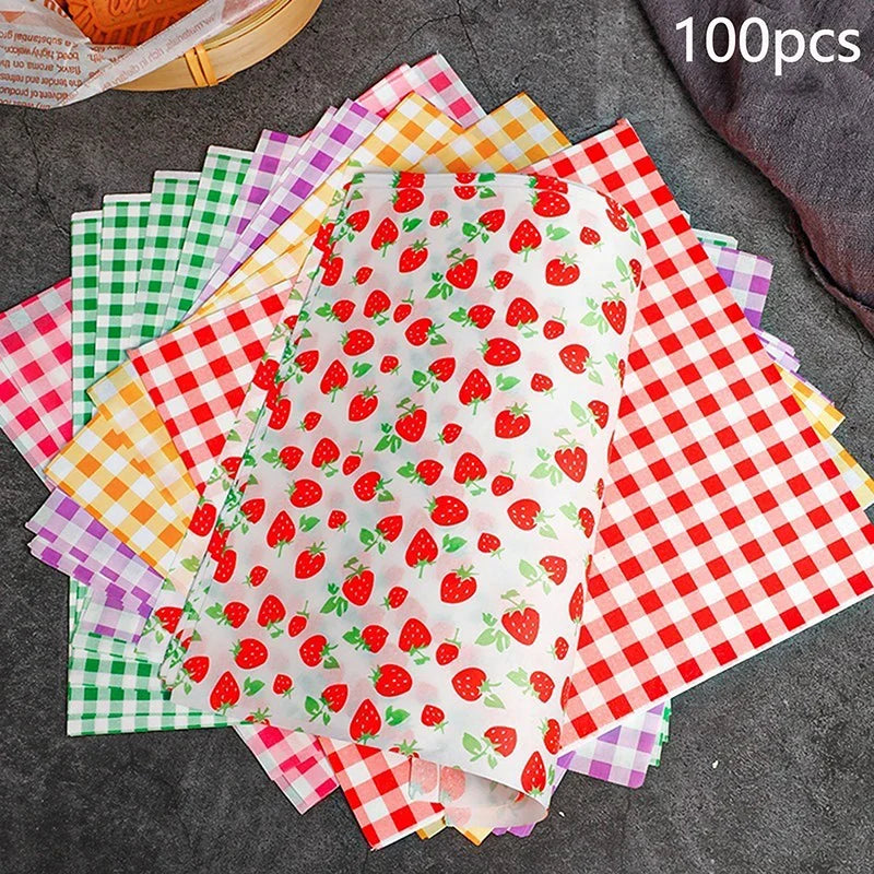 100 Pcs Greaseproof Paper Sheets – Food Wax Wrapping Liners