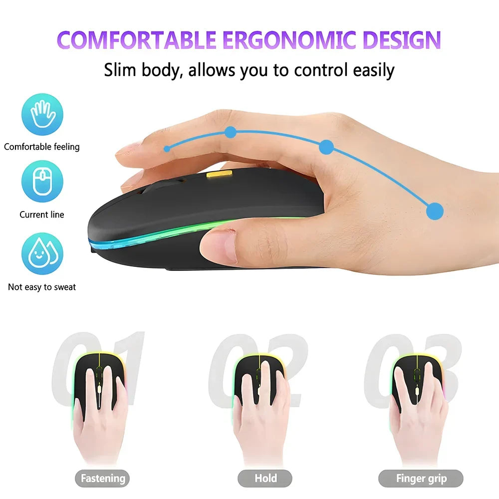 Wireless Mouse Slim Bluetooth-compatible Computer Mice Portable