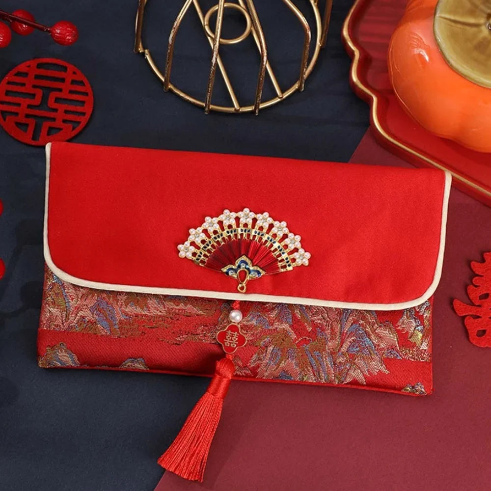 2025 Lunar New Year Brocade Red Envelope HongBao with Tassel