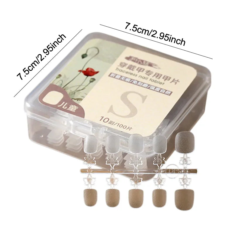 100 Pcs Kids Press-On Fake Nails – Clear Tips for Manicure